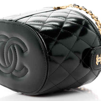 Chanel Lambskin Quilted Chain Top Handle Vanity With Chain Black 11 of 13