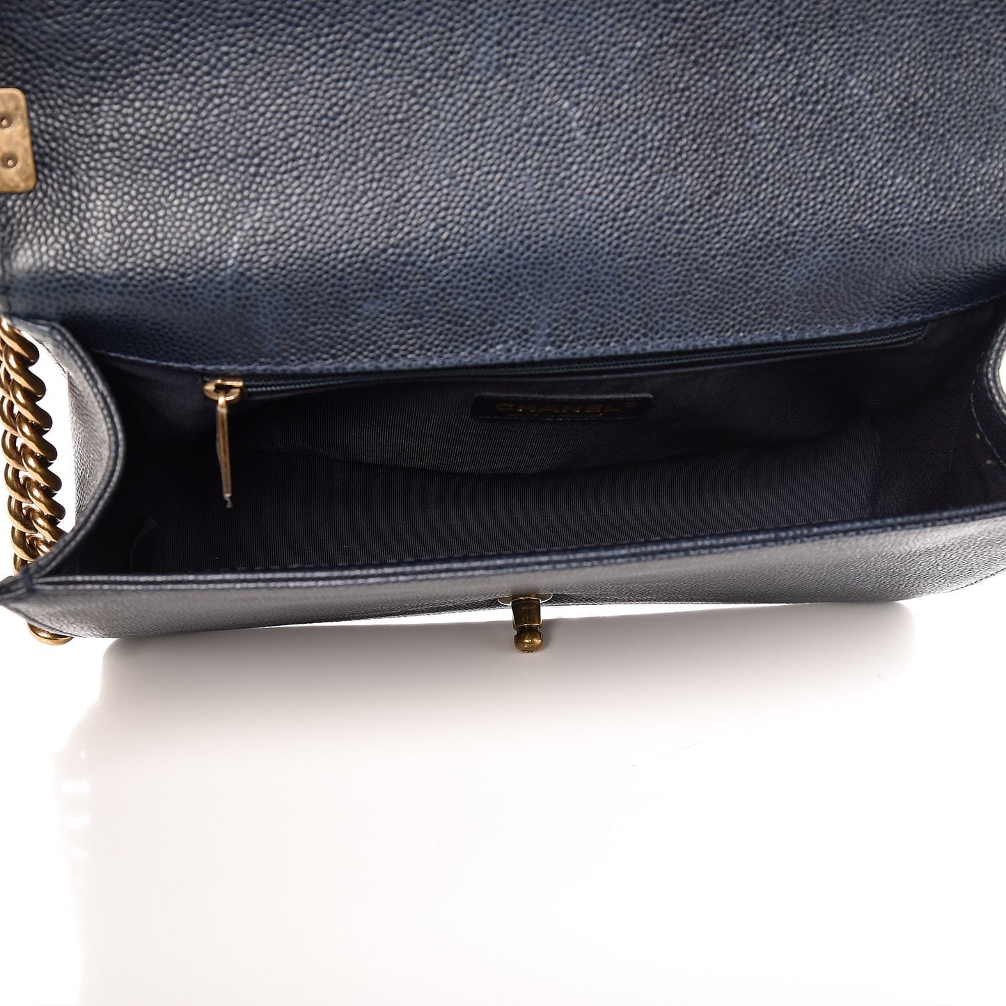 Caviar Quilted New Medium Boy Flap Dark Navy Blue