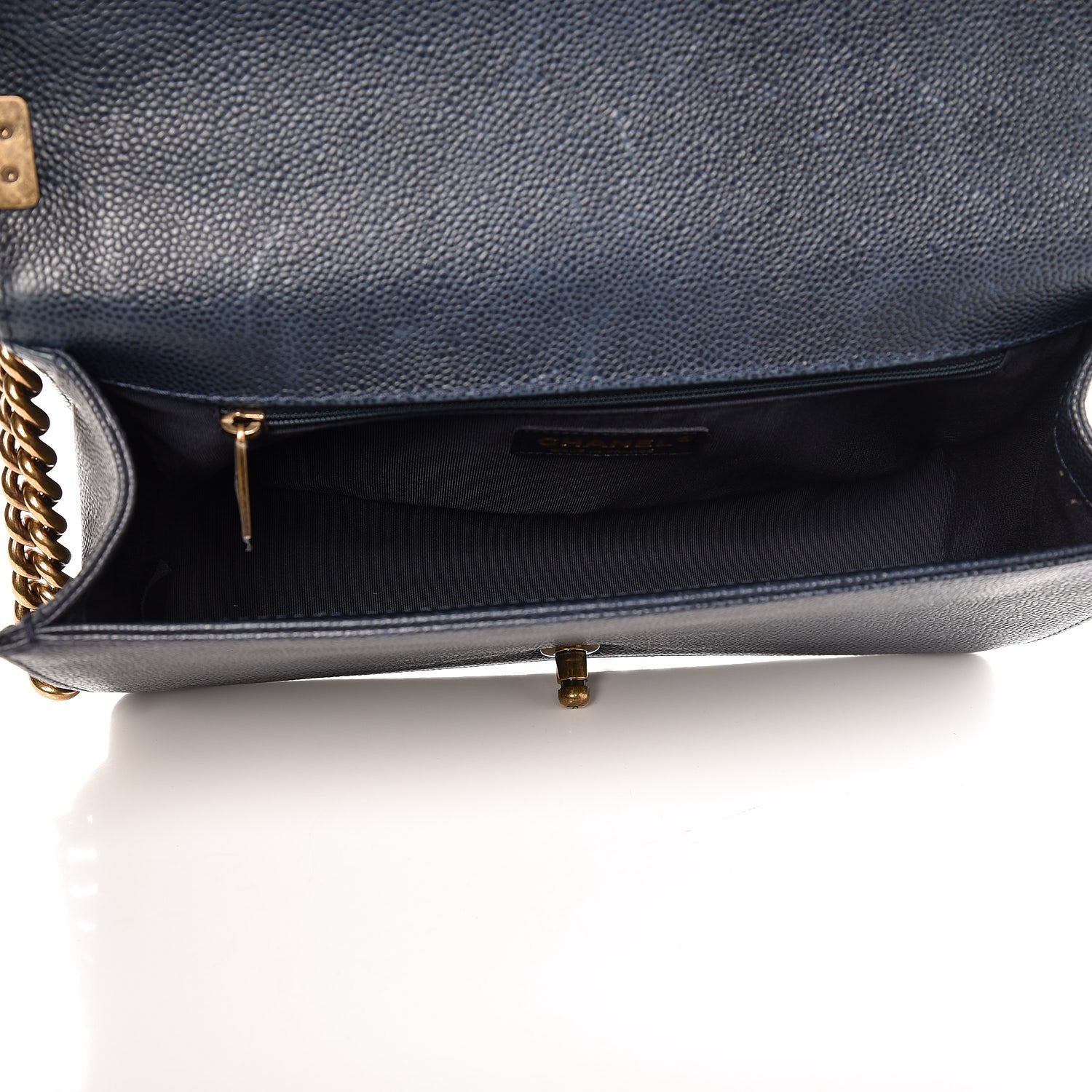 Chanel Caviar Quilted New Medium Boy Flap Dark Navy Blue 5 of 11