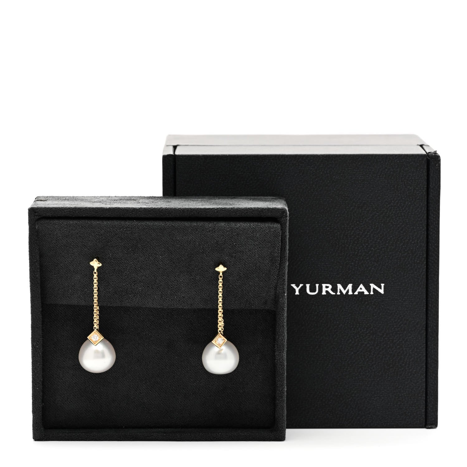 David Yurman 18K Yellow Gold Pearl Diamond Solari Drop Earrings 5 of 5