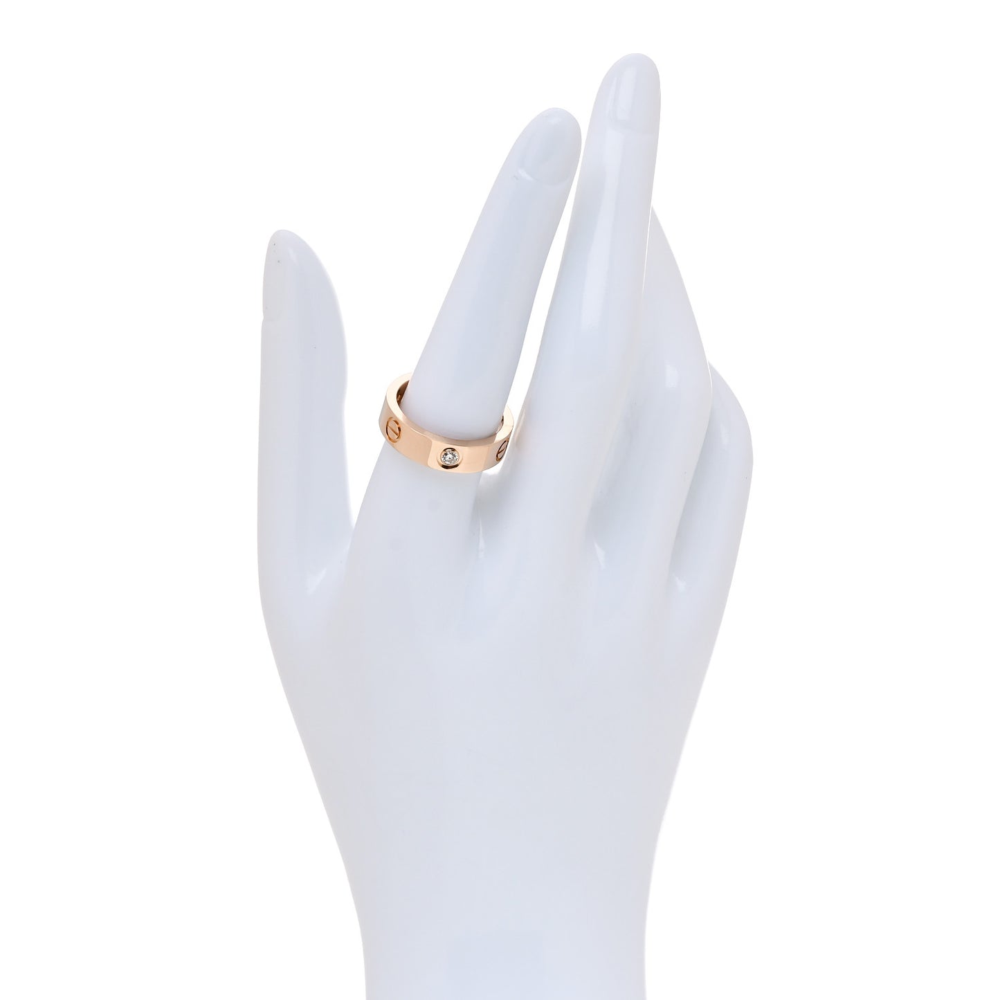 18K Pink Gold 3 Diamond 5.5mm LOVE Ring 56 7.75