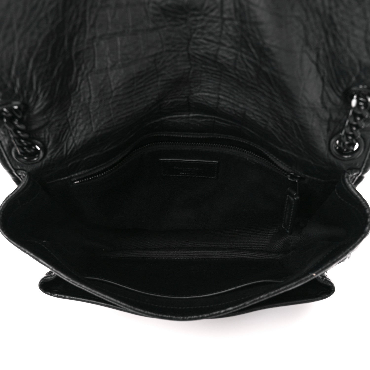 Saint Laurent Crocodile Embossed Lambskin Monogram Medium Niki Chain Satchel Black 4 of 9