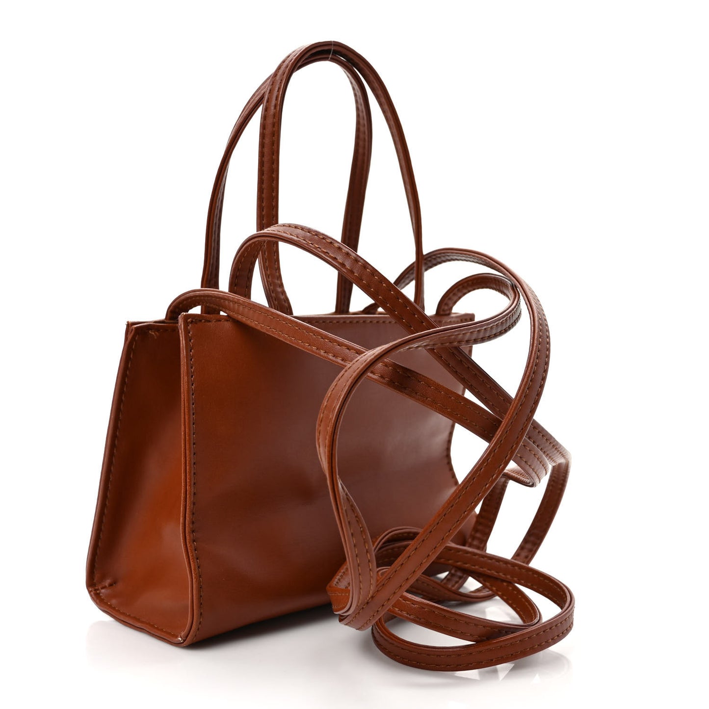 Vegan Leather Small Shopping Bag Tan