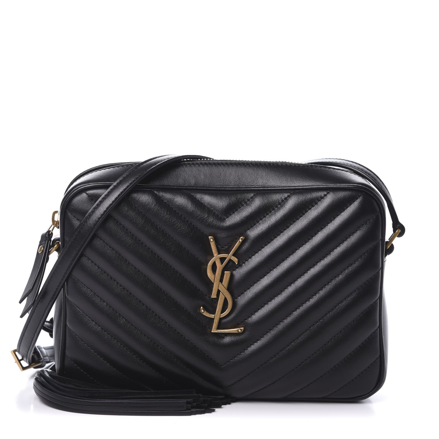 Saint Laurent Calfskin Matelasse Monogram Lou Camera Bag Black 2 of 16