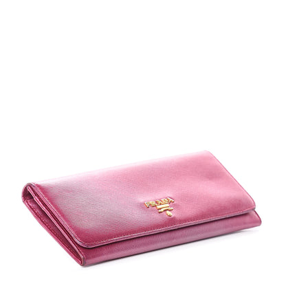 Prada Saffiano Metal Wallet Ibisco Mordo 3 of 6