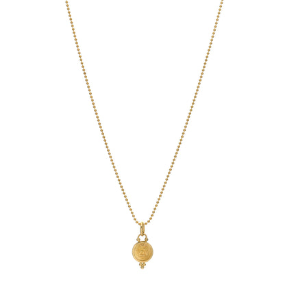 Temple St. Clair 18K Yellow Gold 10mm Angel Pendant Ball Chain Necklace 1 of 4