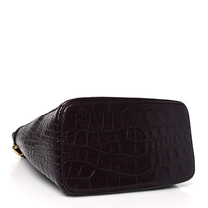Salvatore Ferragamo Calfskin Crocodile Embossed Bucket Bag Bordeaux 4 of 14