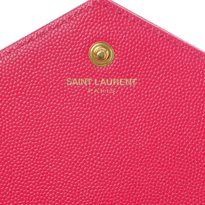 Saint Laurent Grain De Poudre Matelasse Chevron Monogram Chain Wallet Lipstick Fuchsia 6 of 7