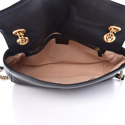 Gucci Calfskin Matelasse Medium GG Marmont Shoulder Bag Black 5 of 11