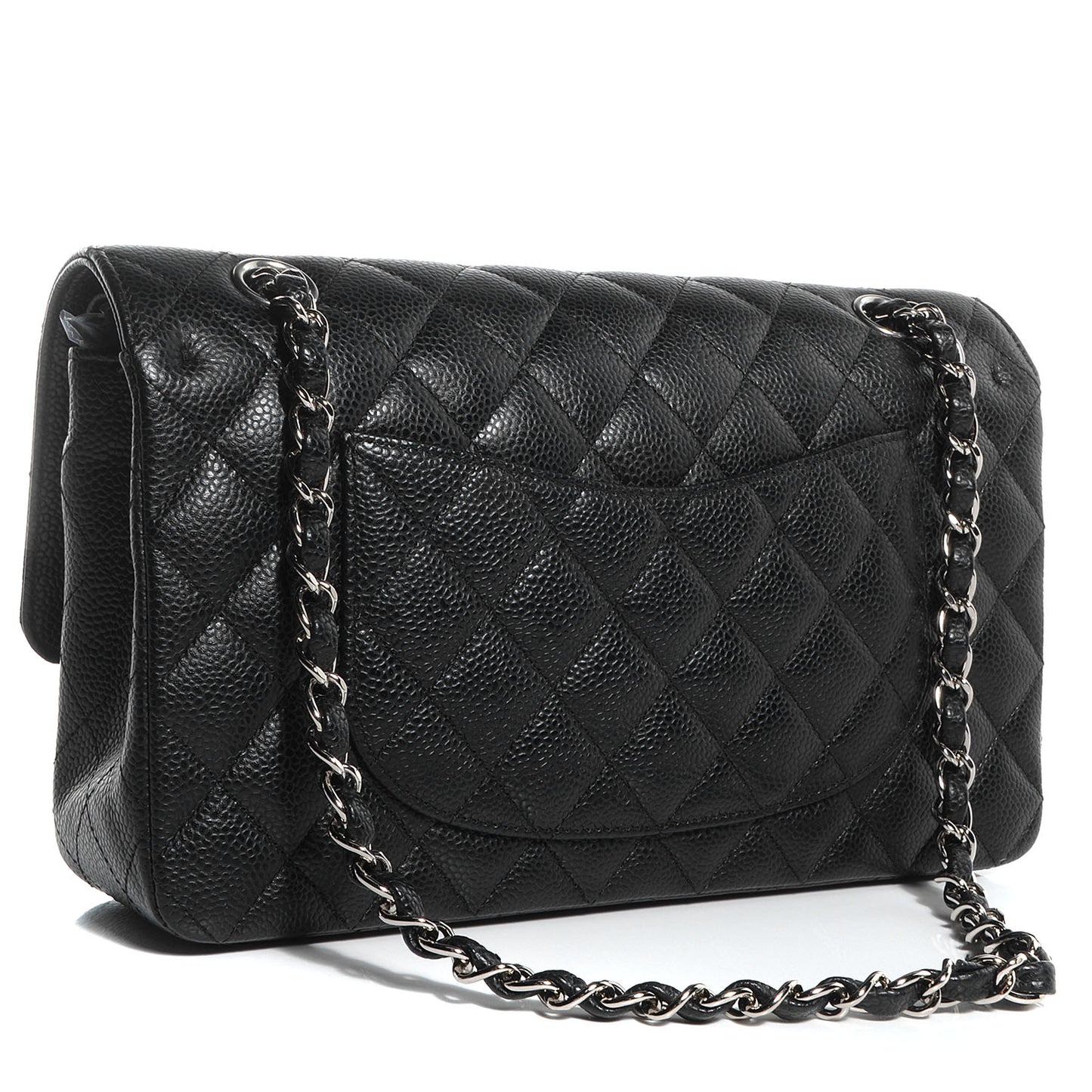 Caviar Quilted Medium Double Flap Black