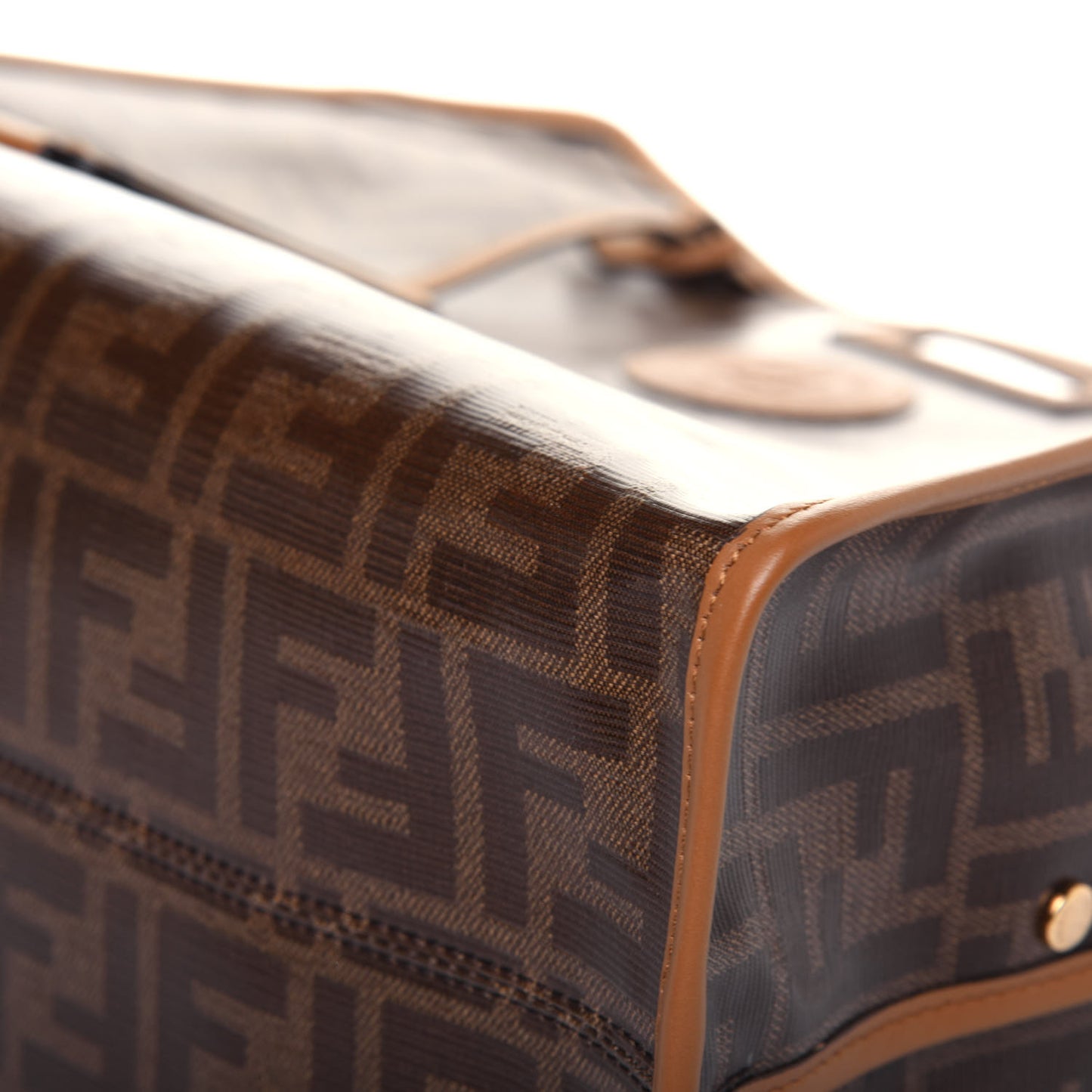 Glazed Fabric Vitello Century FF 1974 Stamp Patch Medium Peekaboo Defender Cover Mogano Panna Caramello