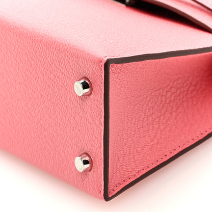 Hermes Chevre Mysore Verso Mini Kelly Sellier 20 Rose D'Ete Rouge H 8 of 9