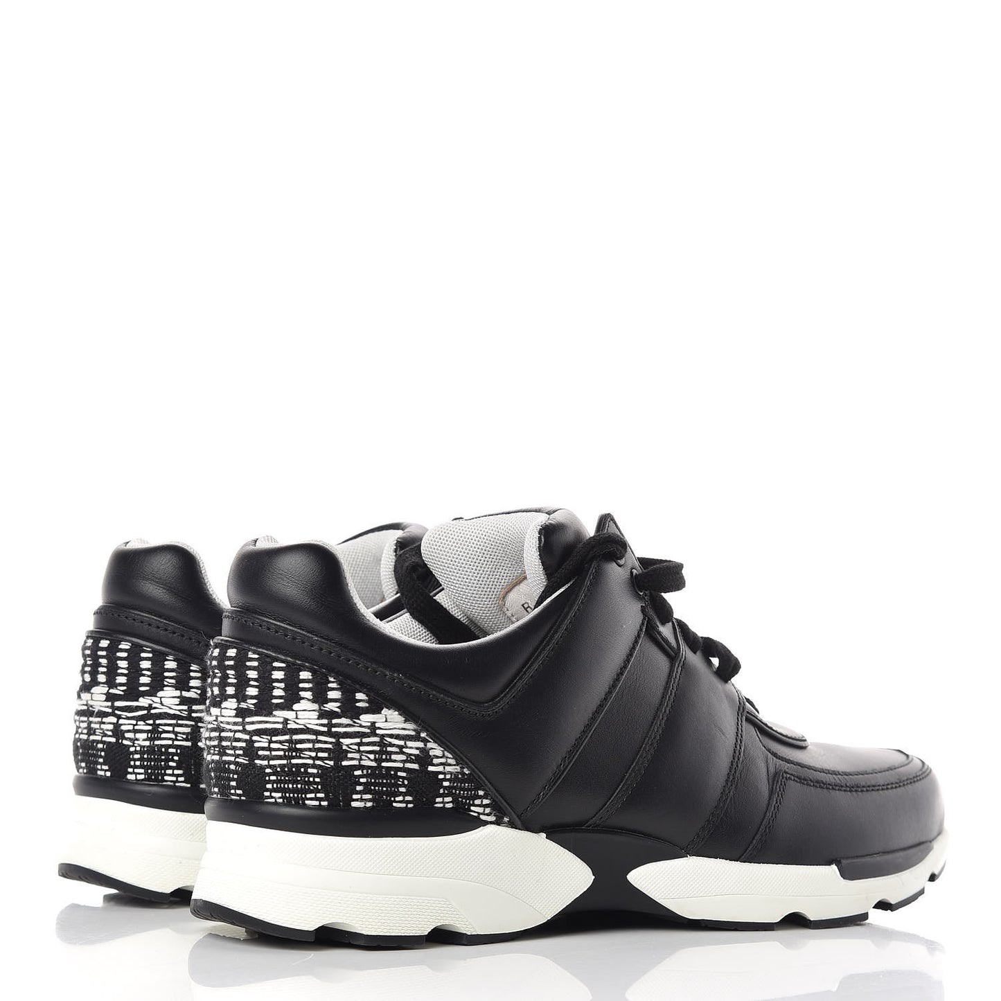 Calfskin Tweed Womens Sneakers 40 Black White
