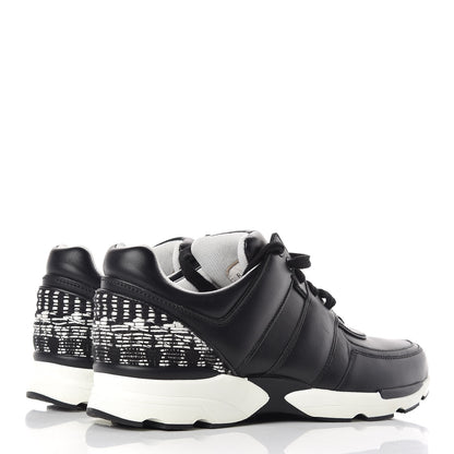 Chanel Calfskin Tweed Womens Sneakers 40 Black White 4 of 10
