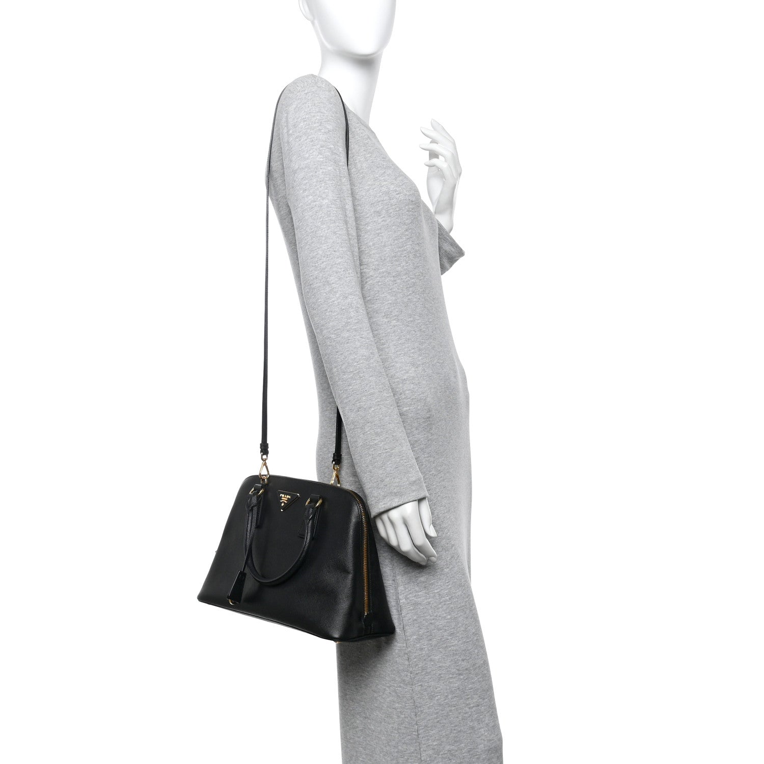 Prada Saffiano Lux Medium Promenade Tote Black 2 of 11
