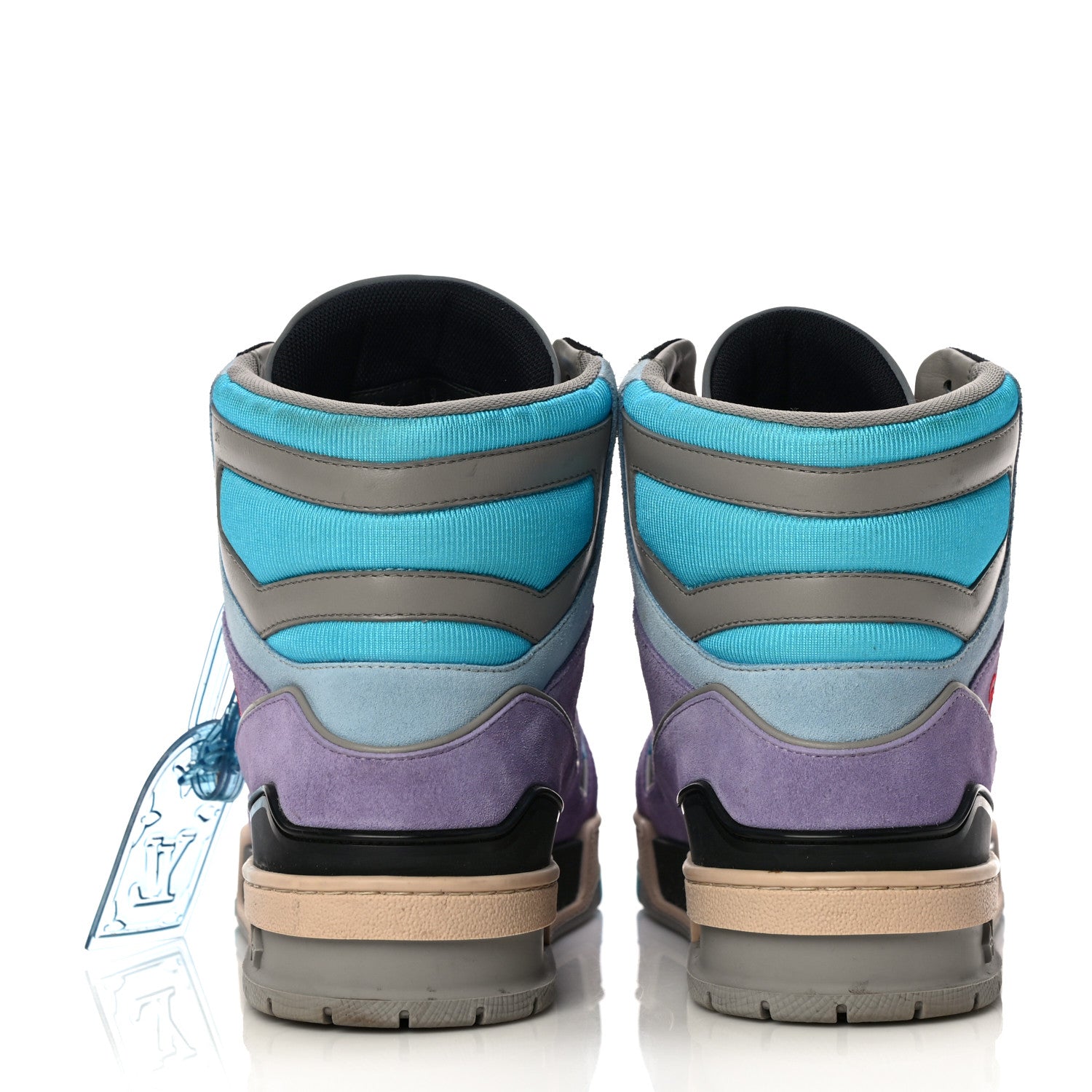 Louis Vuitton Calfskin Suede Mens LV Trainer Sneaker Boots 7.5 Purple 6 of 18