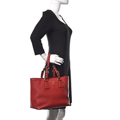 Prada Vitello Daino Tote Rosso 2 of 12