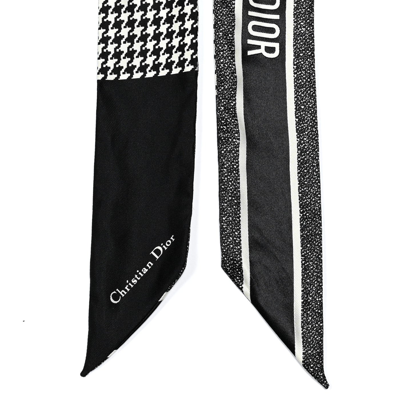 Silk Houndstooth Mitzah Scarf Black White