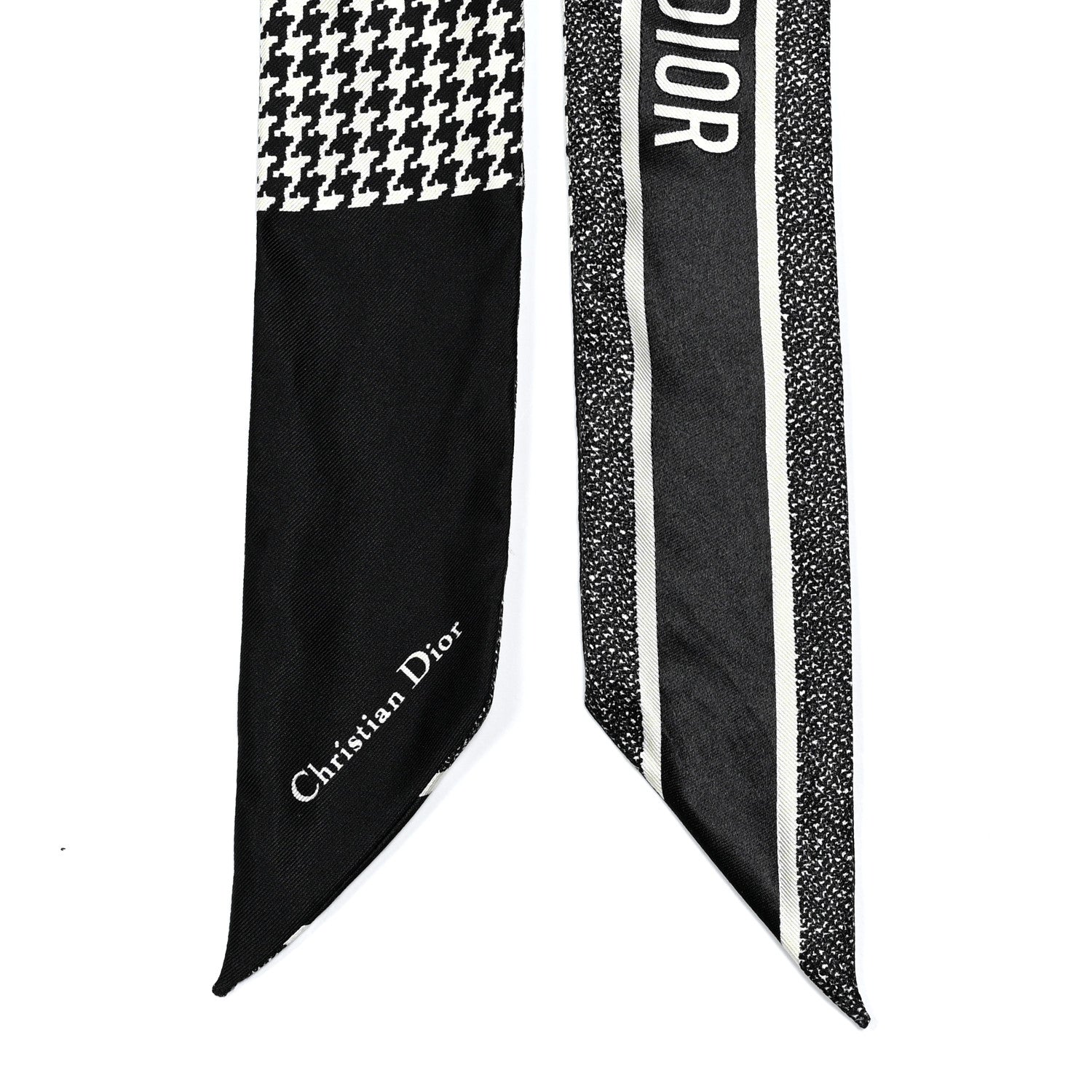 Christian Dior Silk Houndstooth Mitzah Scarf Black White 3 of 3