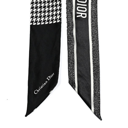 Christian Dior Silk Houndstooth Mitzah Scarf Black White 3 of 3