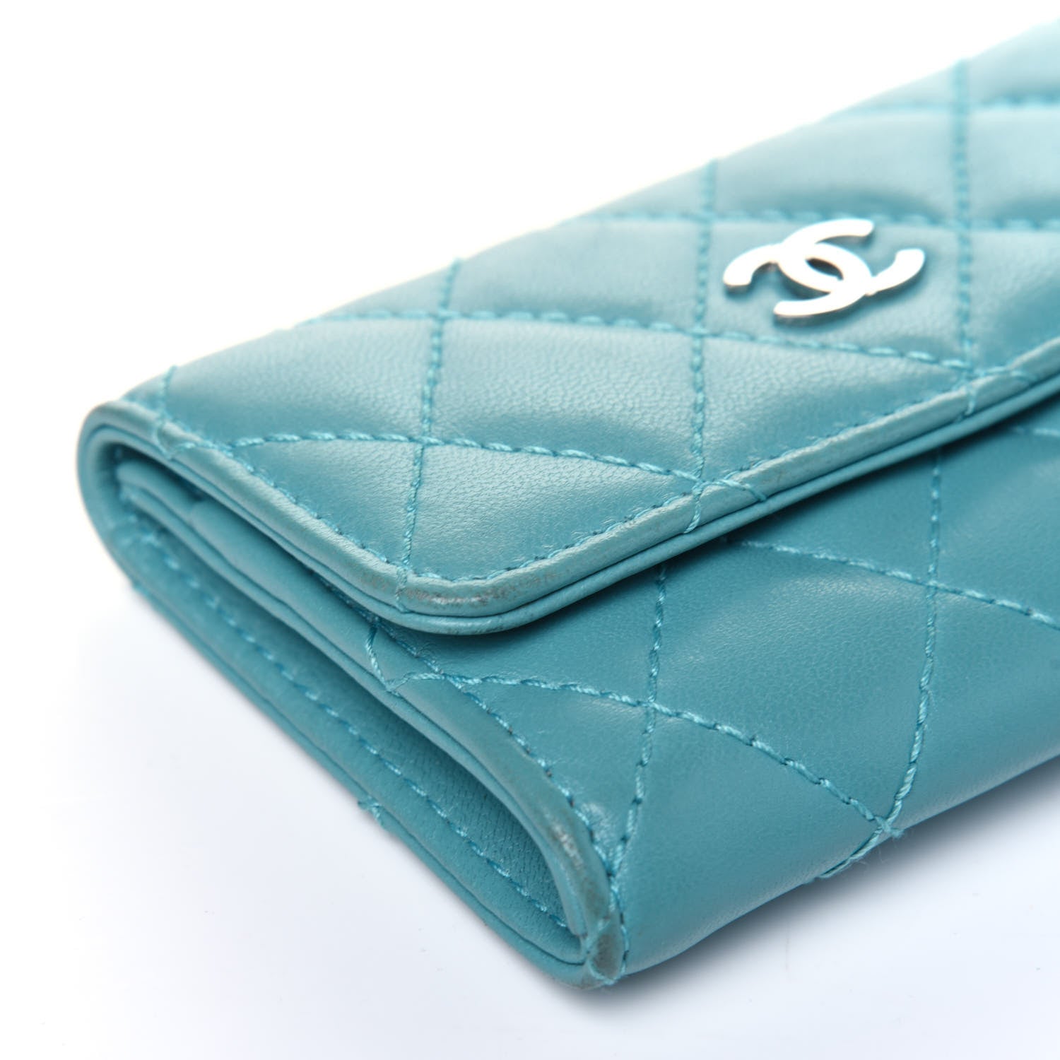 Chanel Lambskin Quilted Flap Card Holder Turquoise 13 of 18