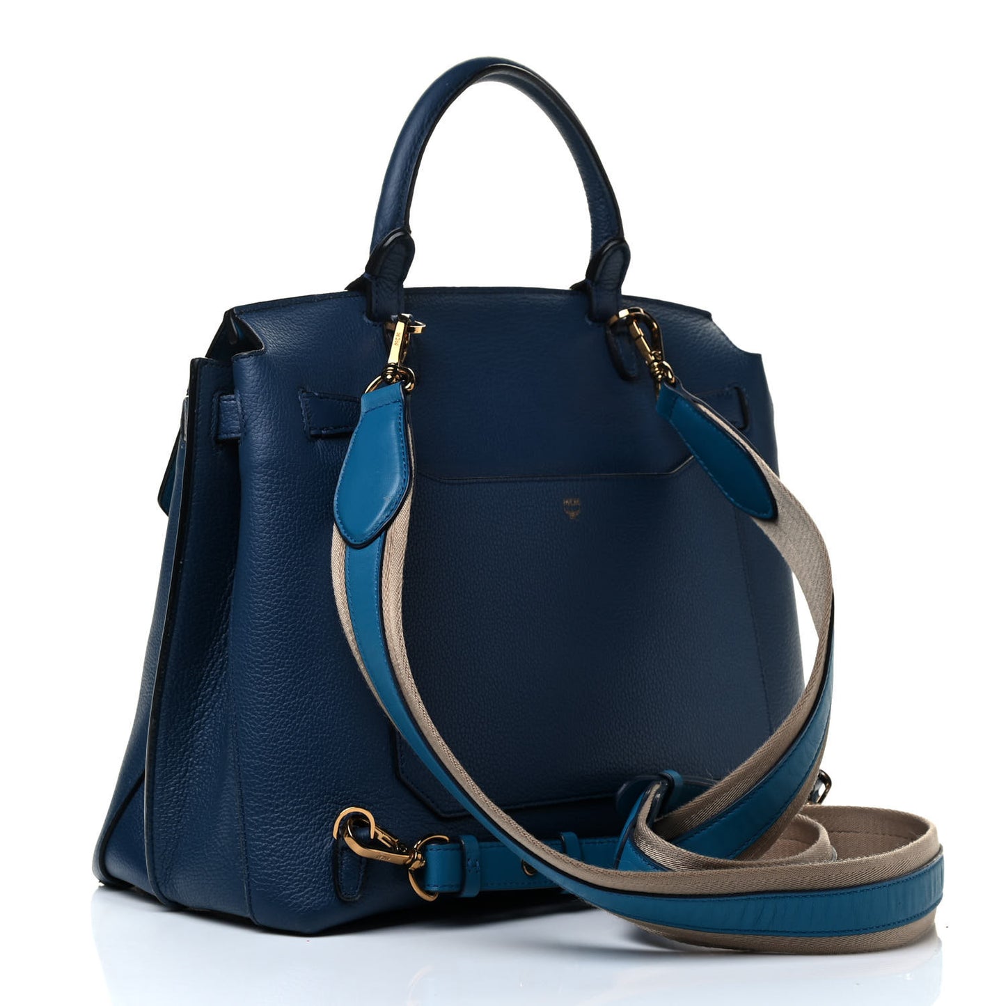 Grained Calfskin Large Milla Convertible Backpack Navy