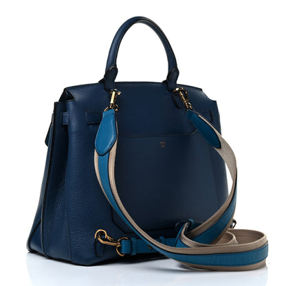 MCM Grained Calfskin Large Milla Convertible Backpack Navy 4 of 10