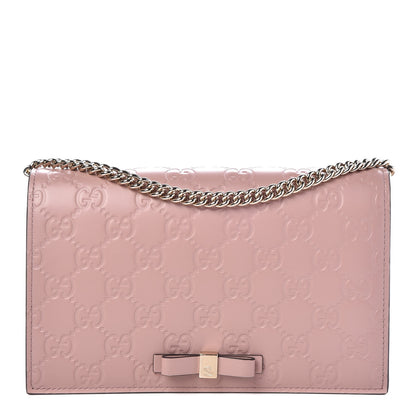 Gucci Guccissima Signature Bowy Chain Wallet Dark Cipria 1 of 7