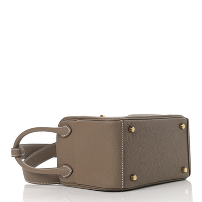 Hermes Taurillon Clemence Mini Lindy 20 Etoupe 4 of 9