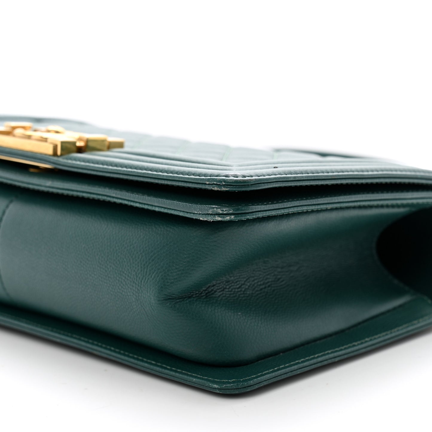 Caviar Quilted Medium Boy Flap Dark Green