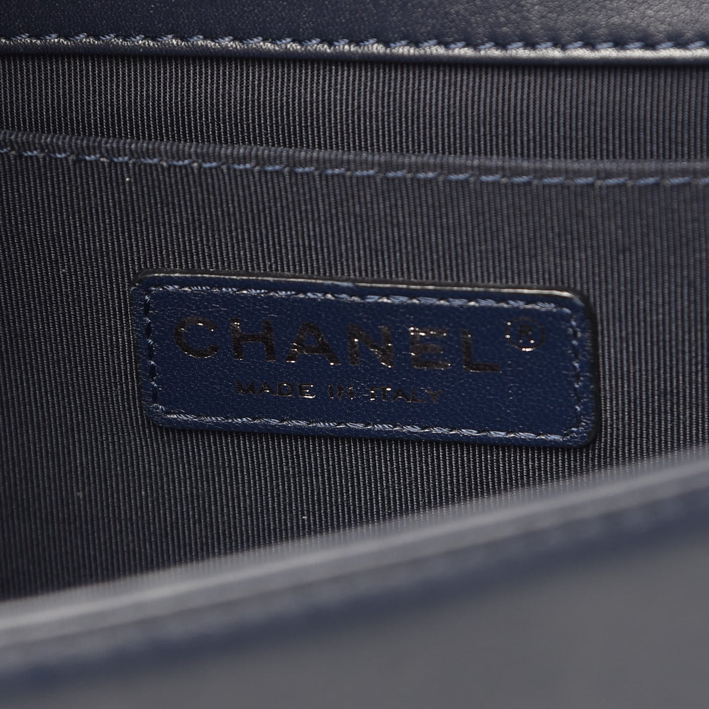 Calfskin Quilted Medium Boy Flap Navy Blue