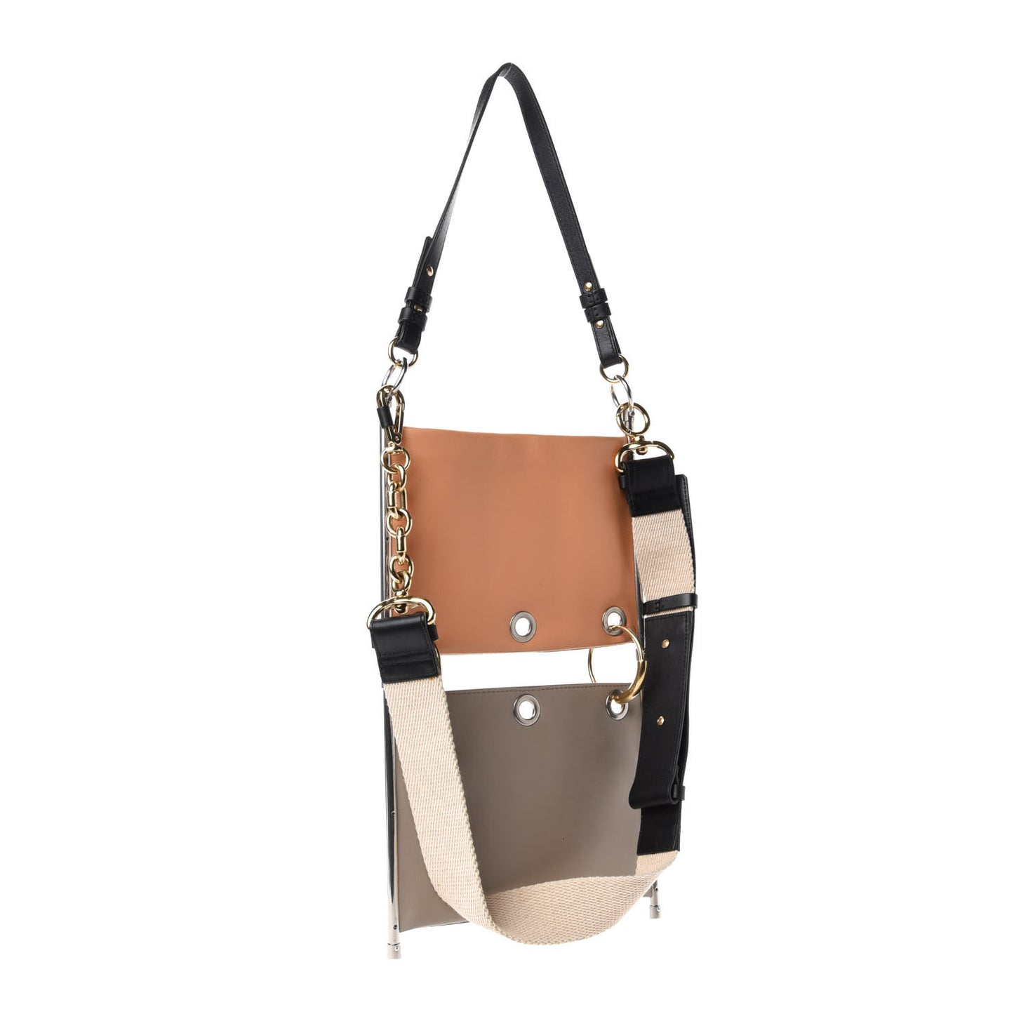 Smooth Calfskin Suede Roy Double Shoulder Bag Merino Grey Blushy Pink