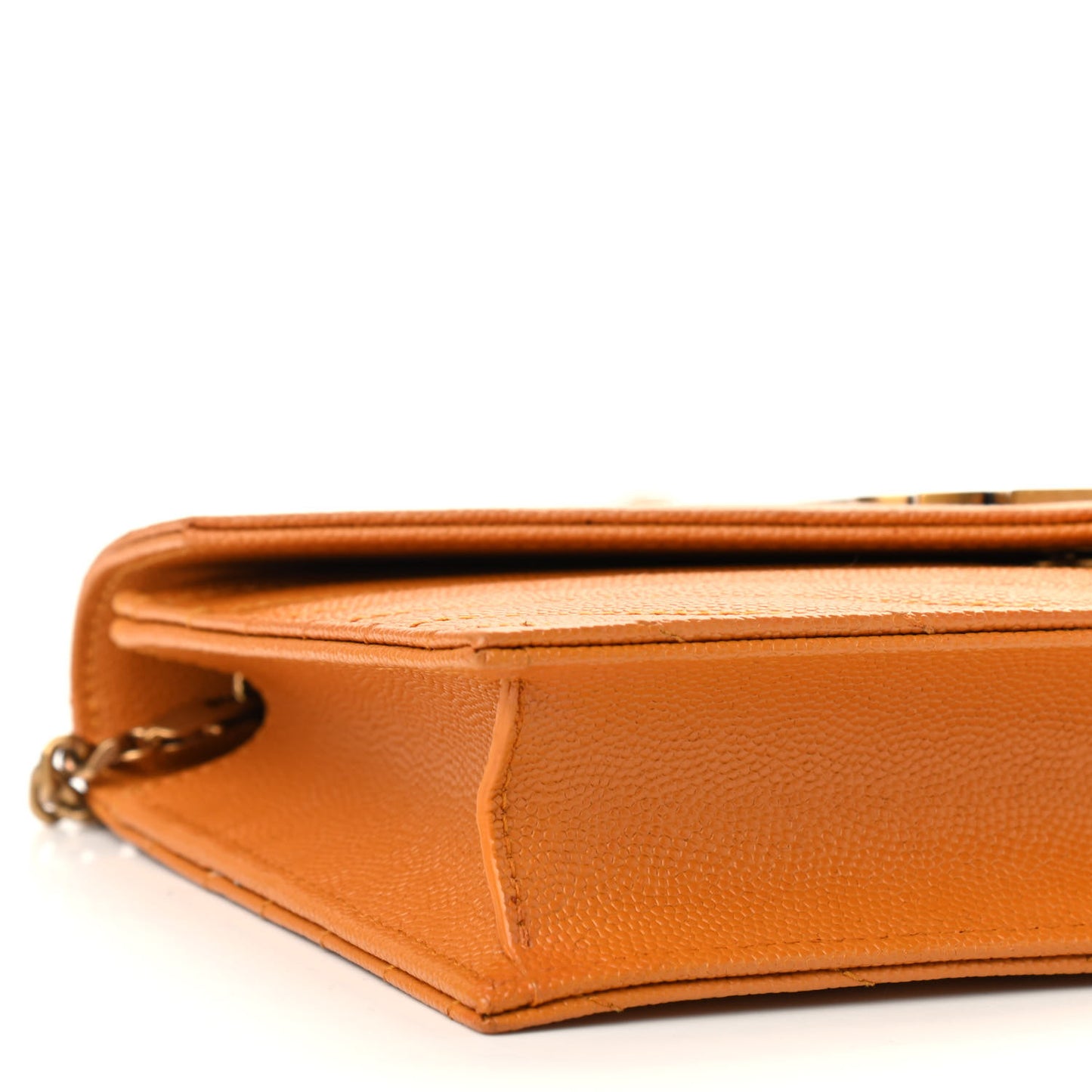 Grain De Poudre Matelasse Chevron Monogram Envelope Chain Wallet Senape Yellow
