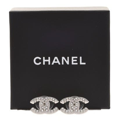 Chanel Crystal Pearl CC Earrings Silver 5 of 5