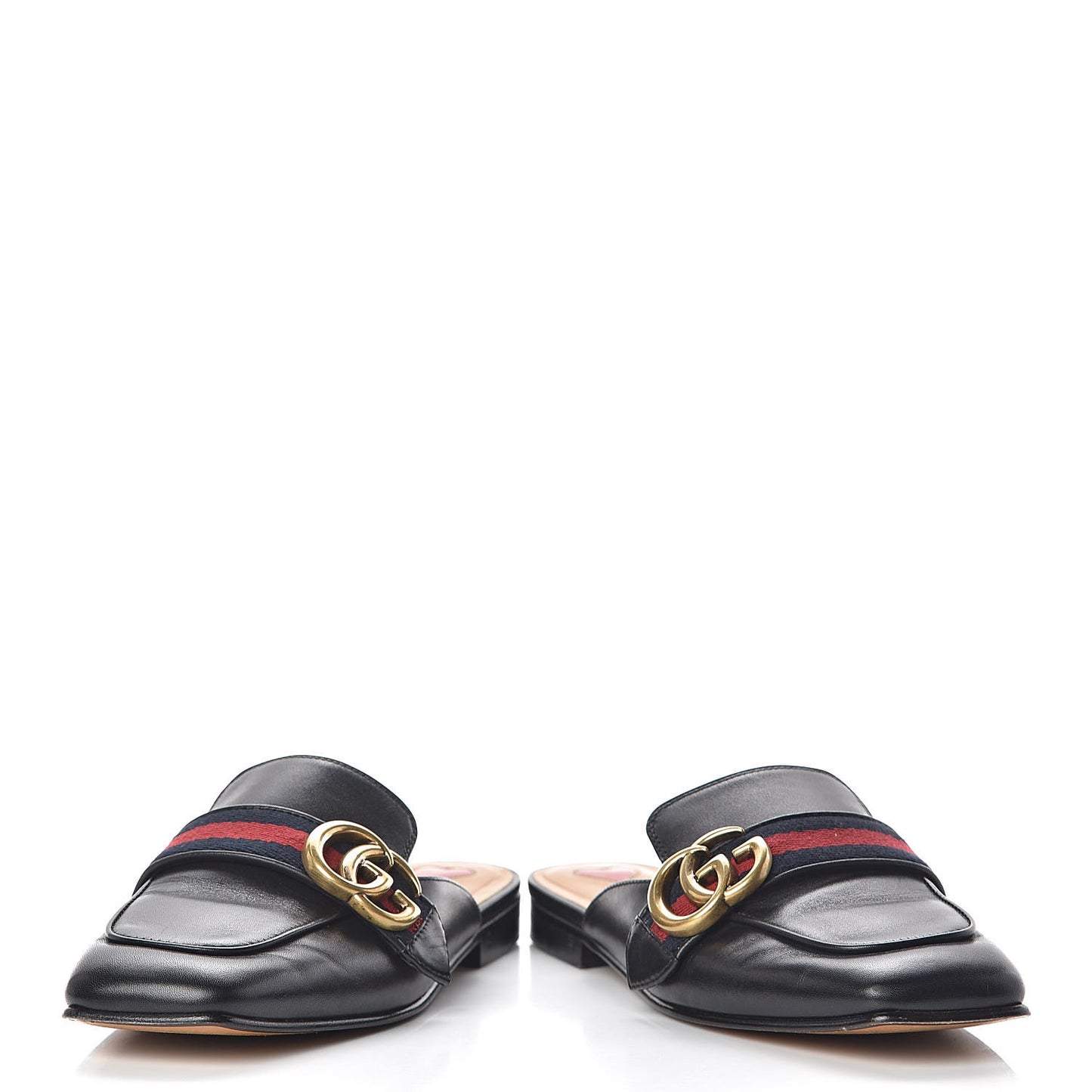 Calfskin Web Womens Peyton GG Slippers 35 Black