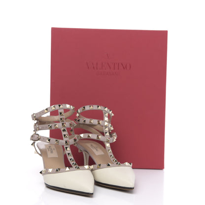 Valentino Garavani Nappa Rockstud Ankle Strap Low Heel Pumps 36 White Winter Poudre 10 of 10