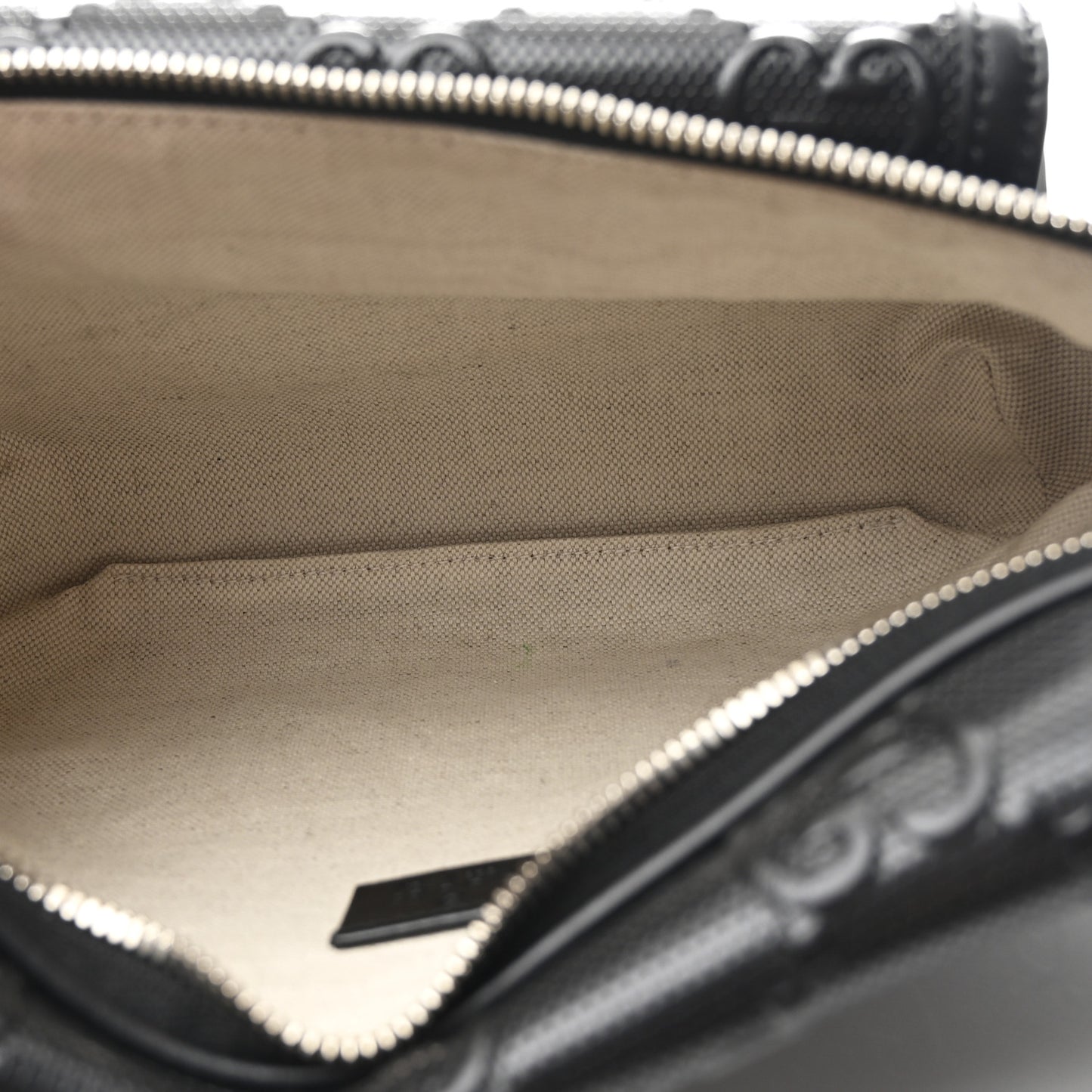 Calfskin GG Tennis Embossed Pocket Belt Bag Black
