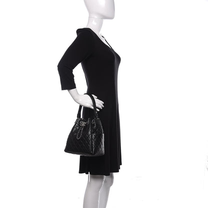 Chanel Grained Calfskin Quilted CC Chain Bucket Drawstring Bag Black 3 of 12