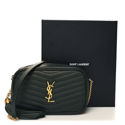 Saint Laurent Grain De Poudre Matelasse Monogram Mini Lou Camera Bag New Vert Fonce 11 of 11