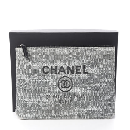 Chanel Tweed CC Medium Cosmetic Case Grey Black 7 of 7
