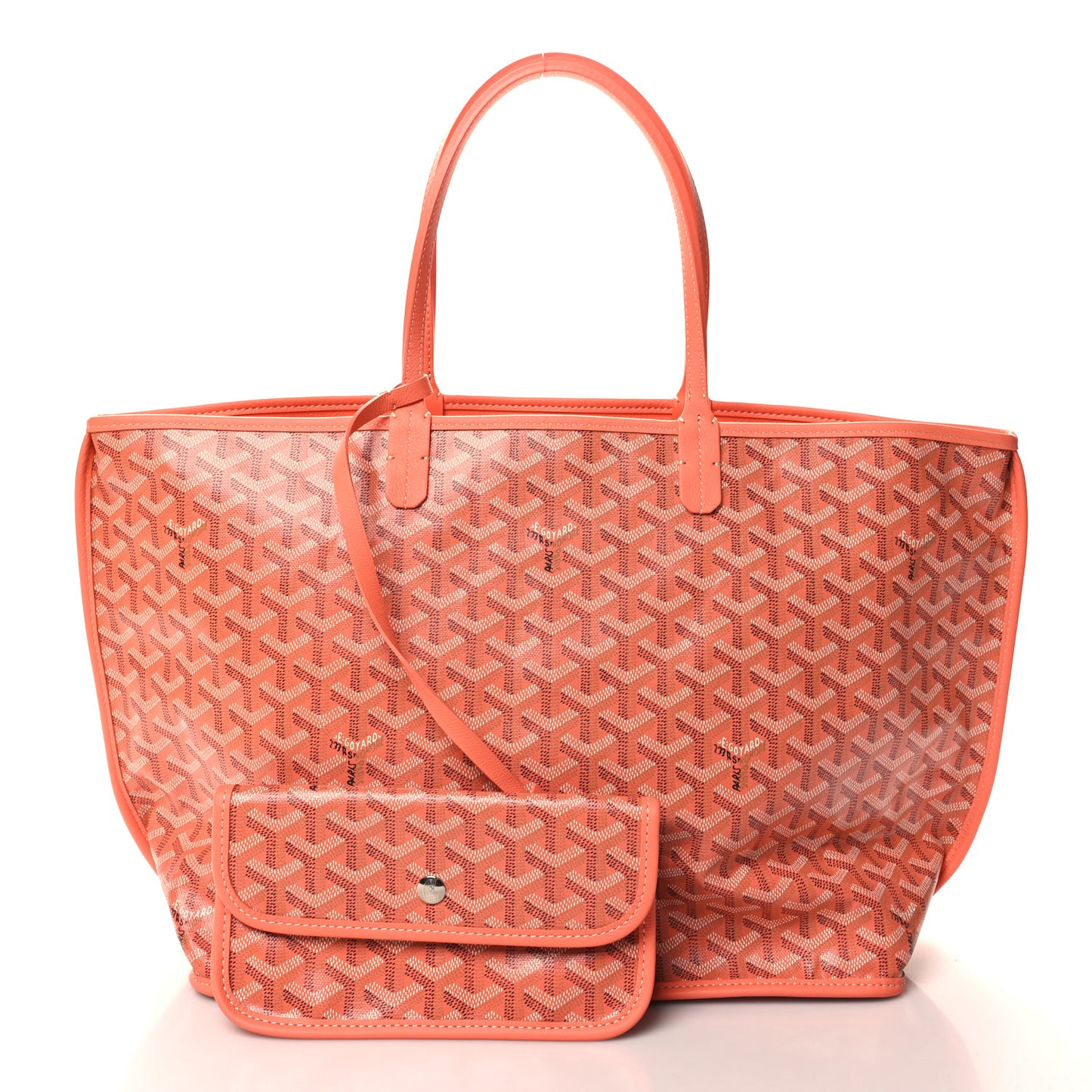 Goyardine Embroidered Seahorse Reversible Anjou PM Coral