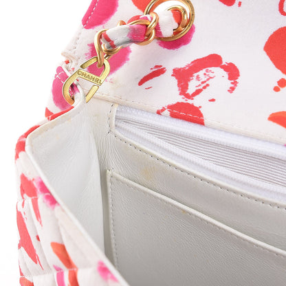 Chanel Satin Quilted Splatter Paint Medium Single Flap Red Pink 9 of 10