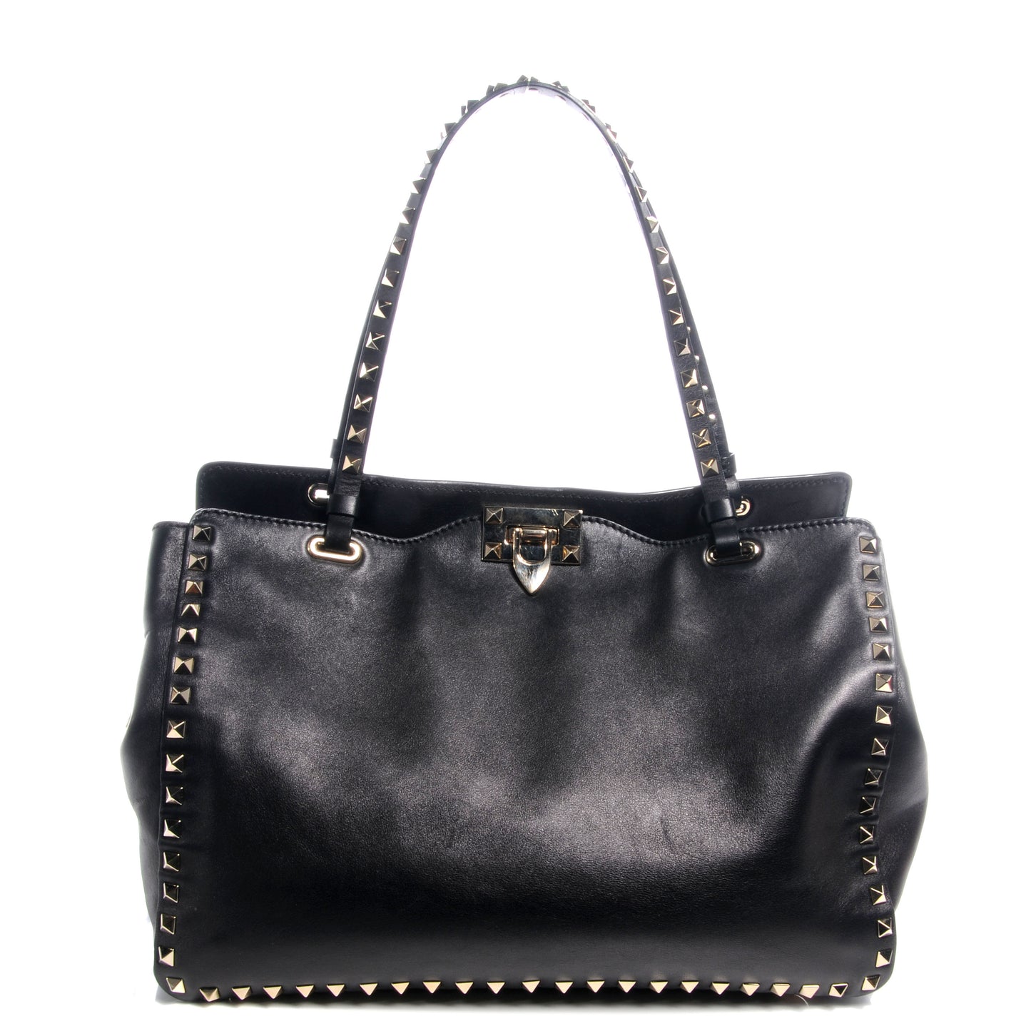 Vitello Medium Rockstud Tote Black