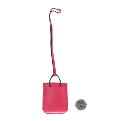 Hermes Milo Lambskin Swift Shopping Bag Charm Rose Mexico 2 of 5