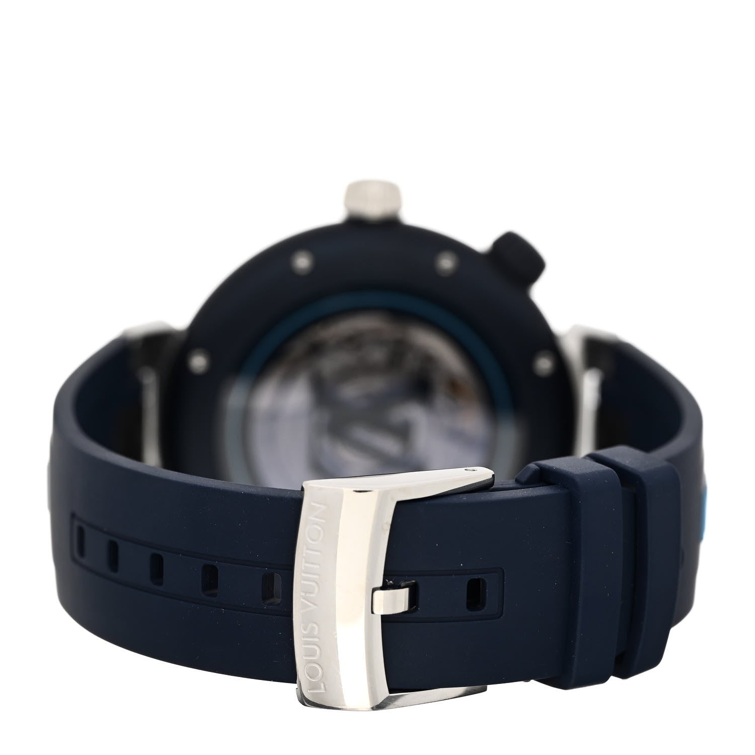Louis Vuitton Stainless Steel Rubber 44mm Tambour Street Diver Automatic Watch Blue 3 of 5