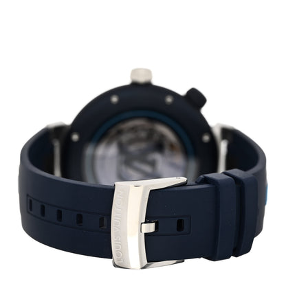 Louis Vuitton Stainless Steel Rubber 44mm Tambour Street Diver Automatic Watch Blue 3 of 5