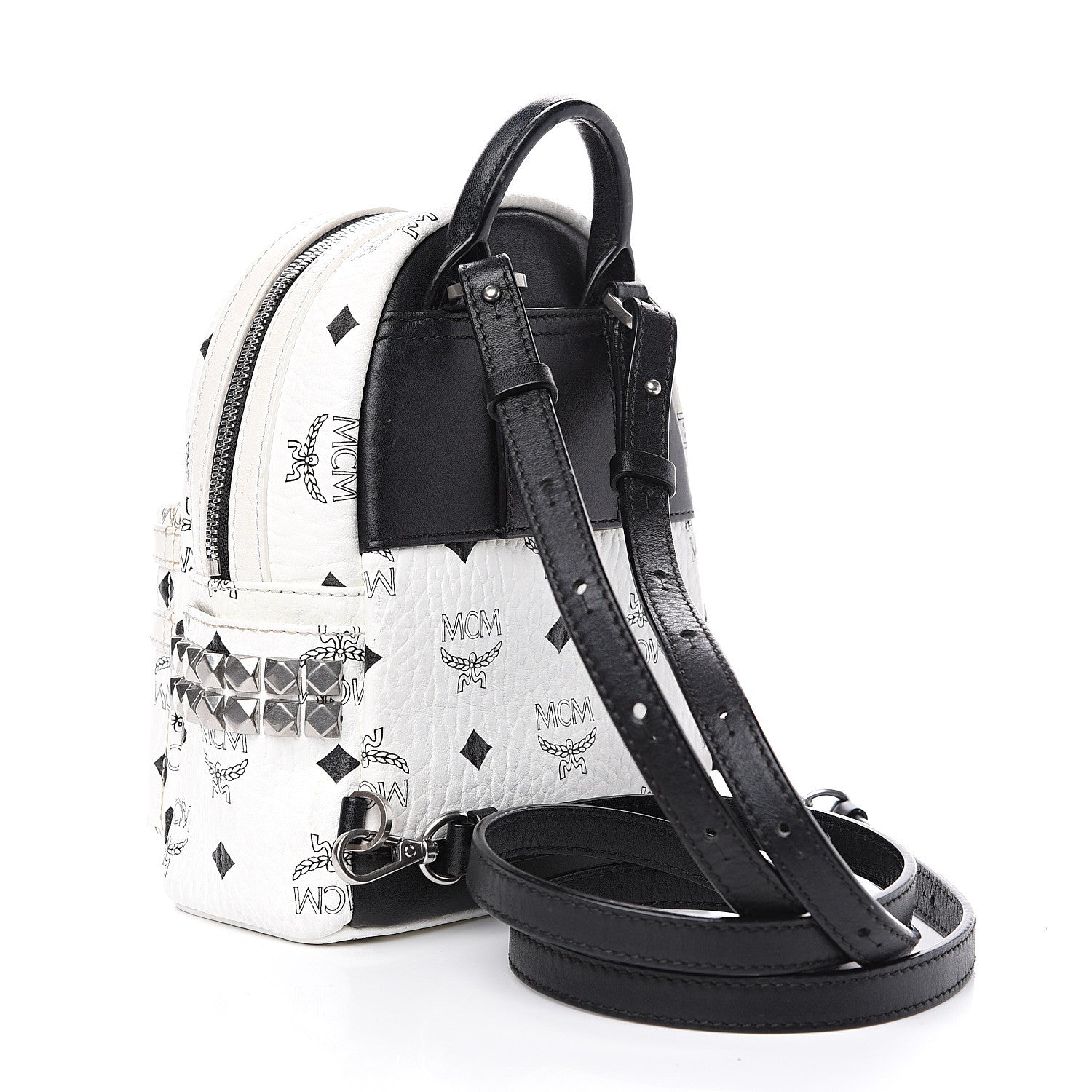MCM Visetos Side Stud X-Mini Stark Backpack White 2 of 14