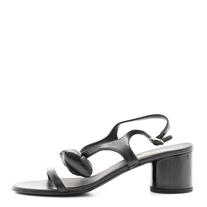 Chanel Lambskin CC Bow 55mm Sandals 38.5 Black 1 of 10