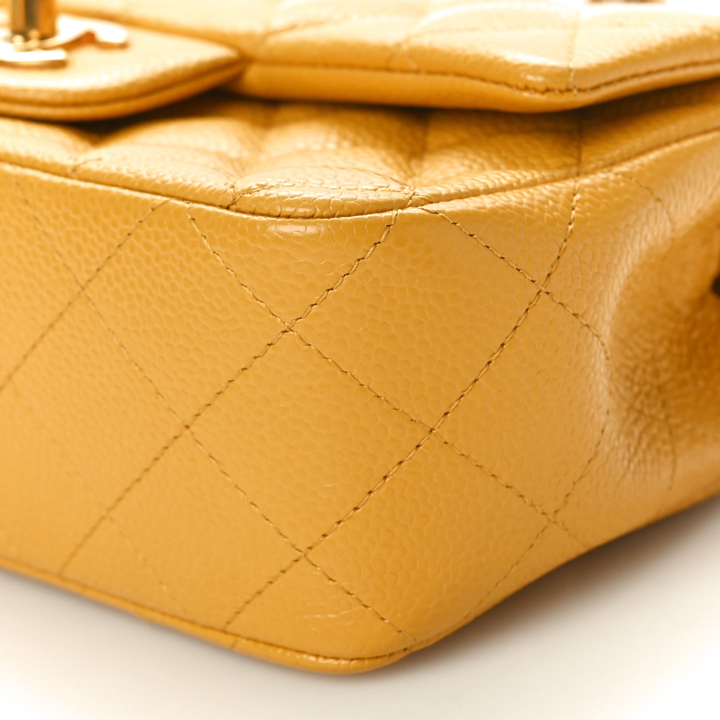 Caviar Quilted Mini Rectangular Flap Yellow