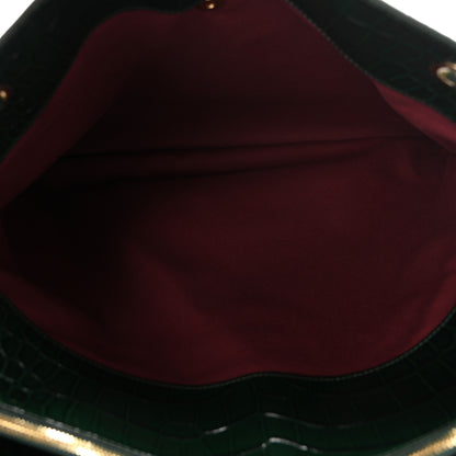 Chanel Calfskin Crocodile Embossed Large Shopping Bag Dark Green 5 of 10